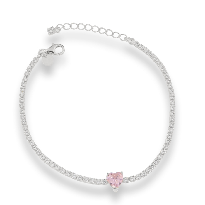 Bracciale Tennis con Cuore Rosa BZA102029