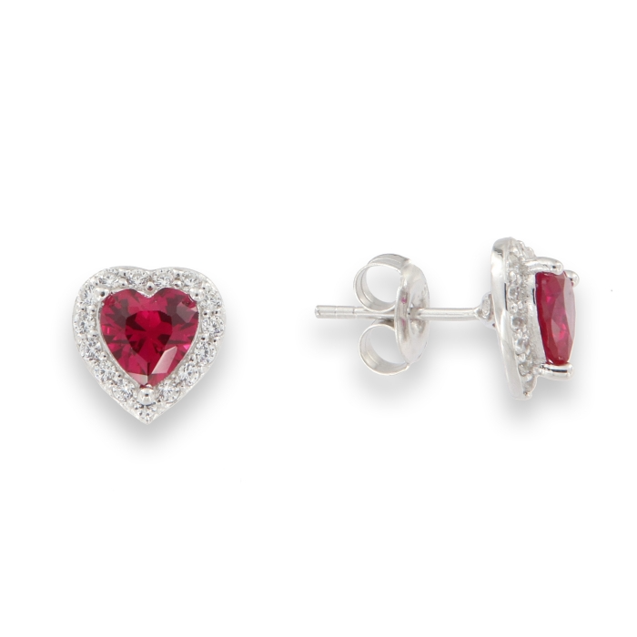 Orecchini Cuore Rosso in Argento EZB064121