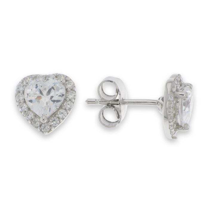 Orecchini Cuore Bianco in Argento EZB075817